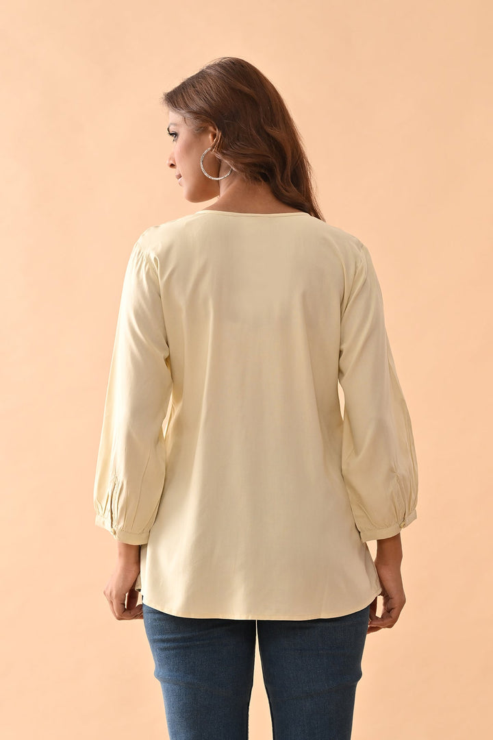 Cream Embroidered Top