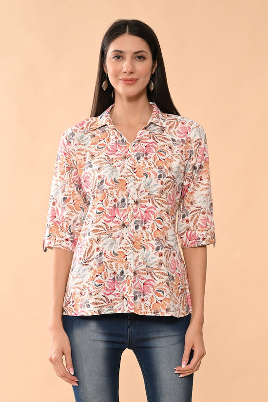 White Printed Straight Top