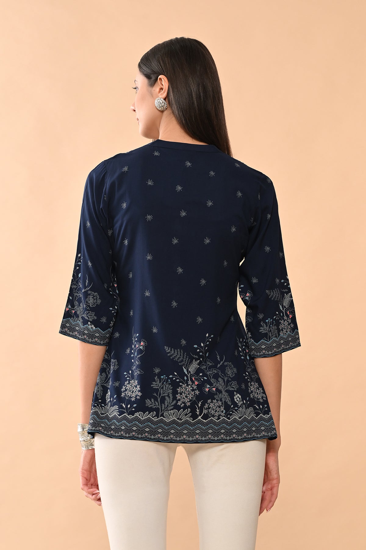 Blue Printed Straight Top