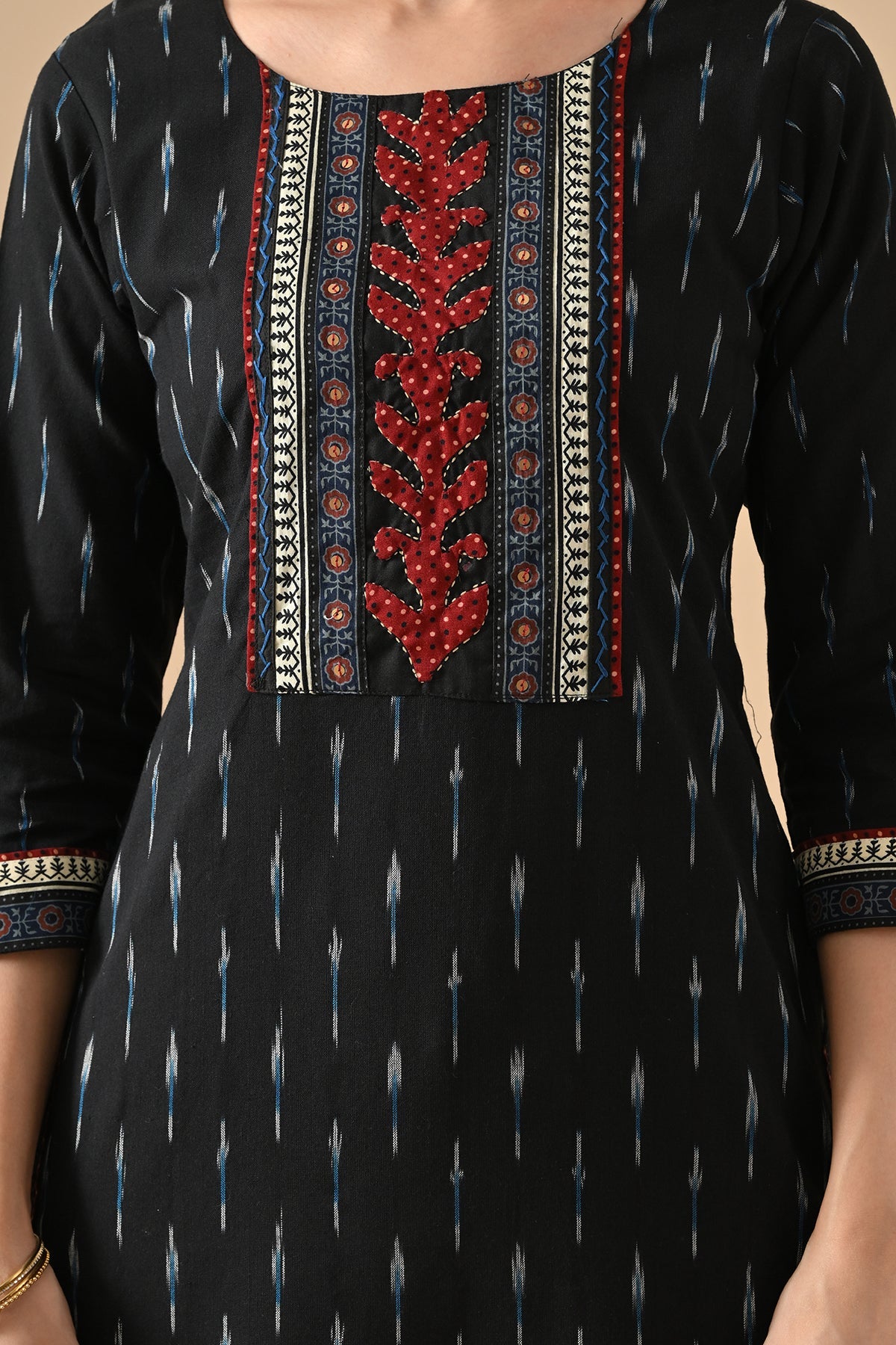 Black Printed Straight Kurta