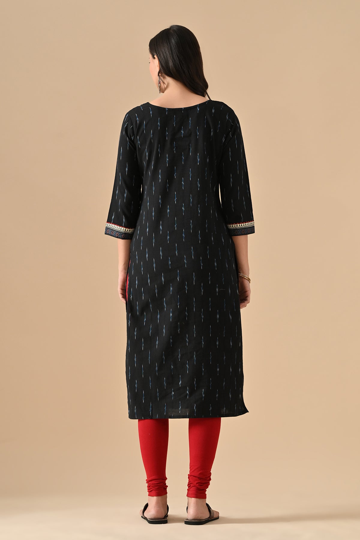 Black Printed Straight Kurta