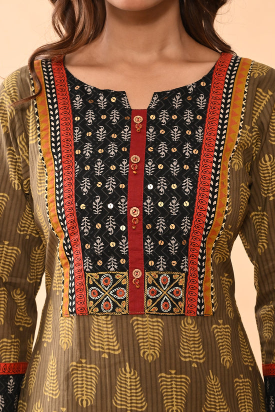 Green Printed Straight Kurta