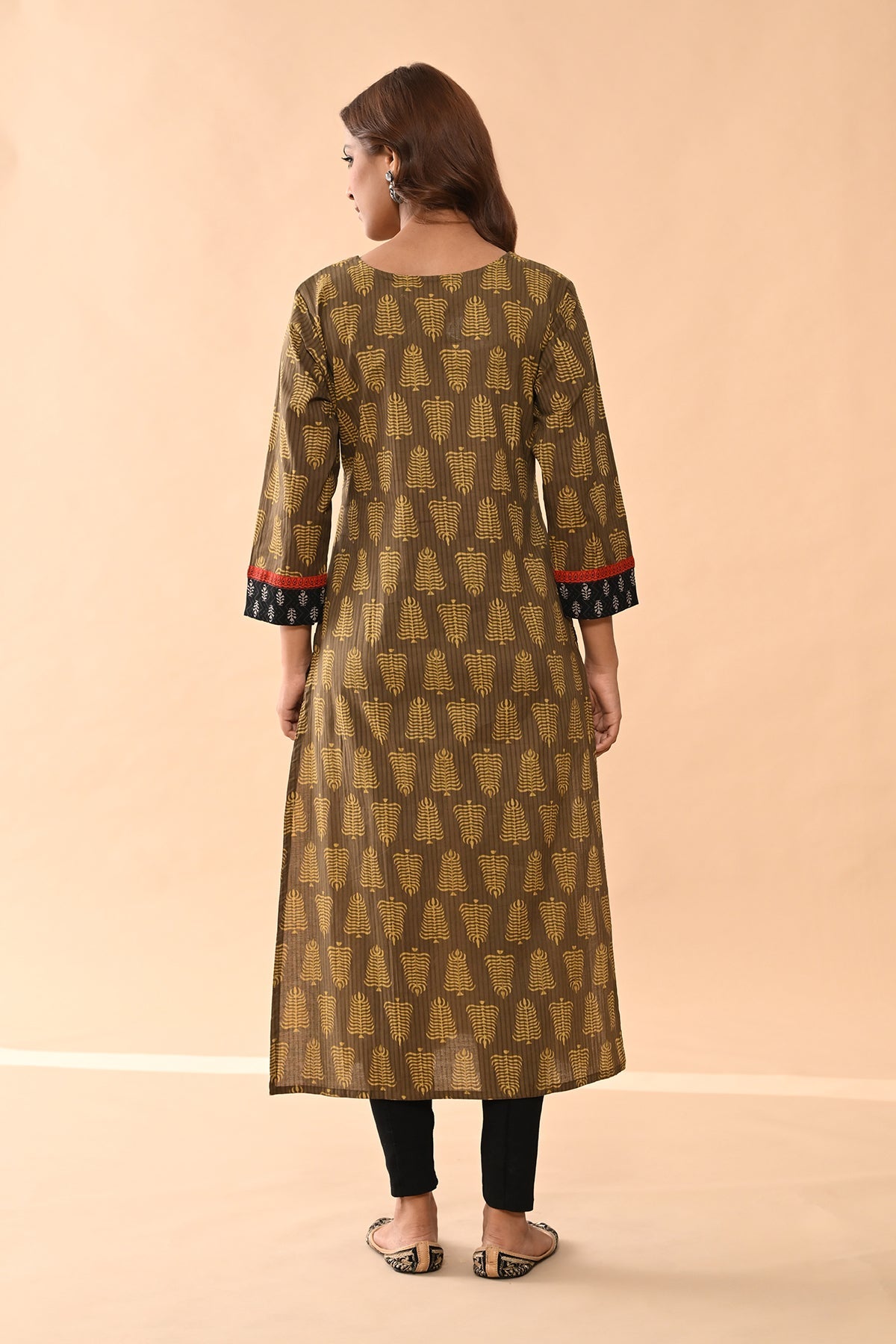 Green Printed Straight Kurta