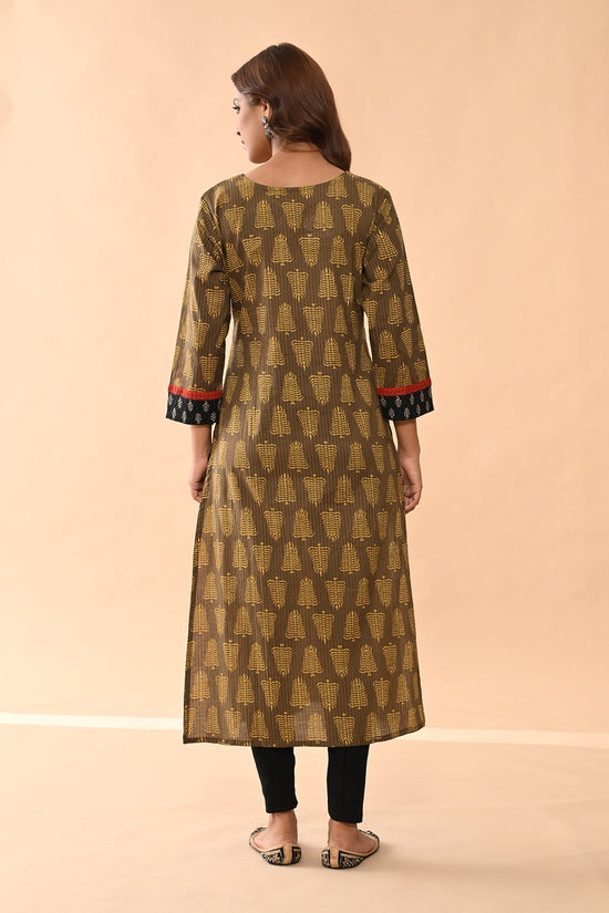 Green Printed Straight Kurta