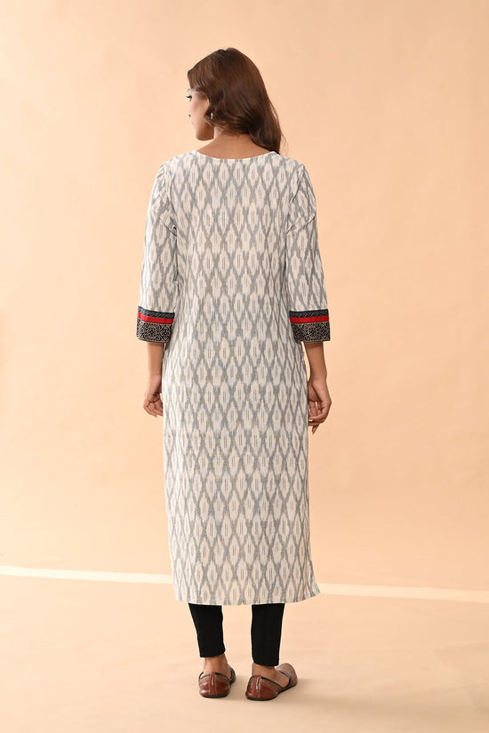 Off White Printed Straight Kurta