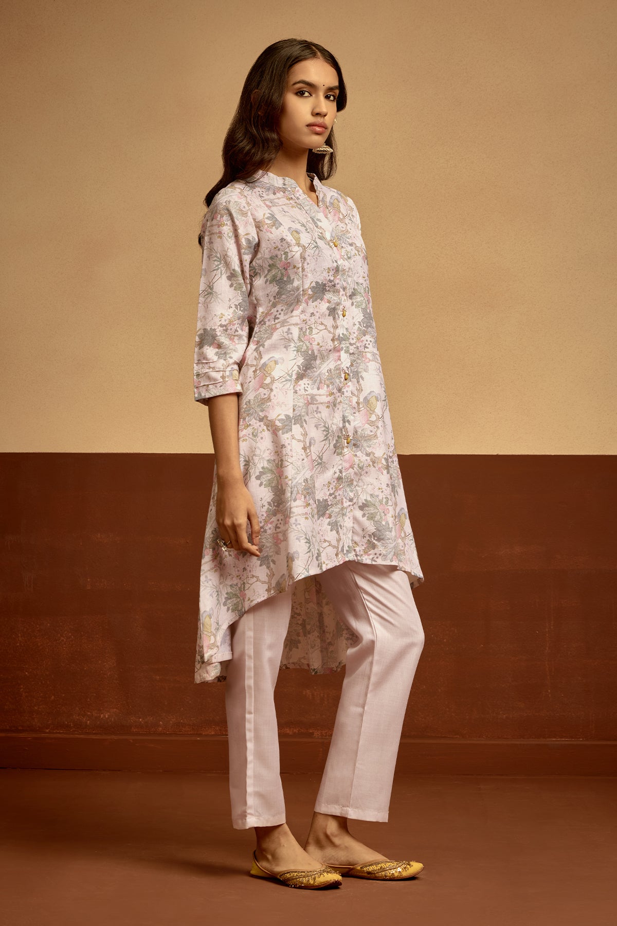 Cream Printed Kurta 2 Pcs Set