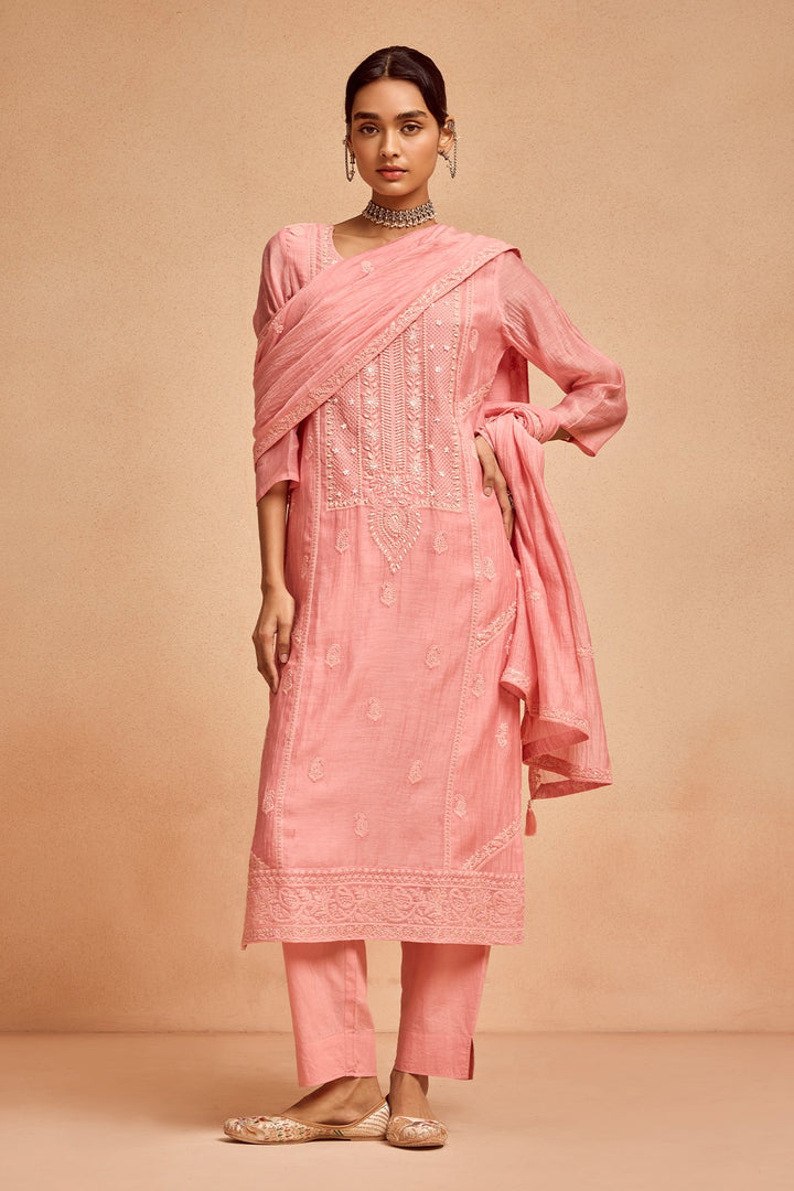 Pink Straight Kurta Set