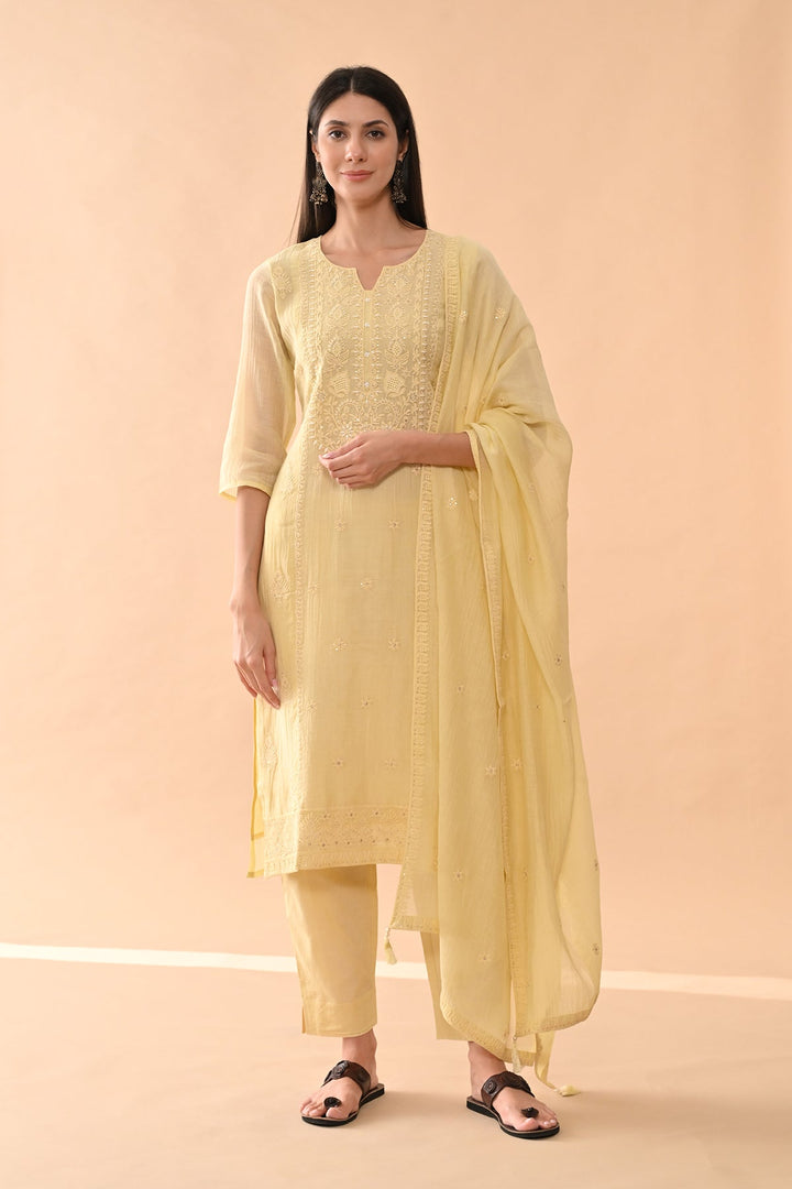 Yellow Embroidered Kurta Set