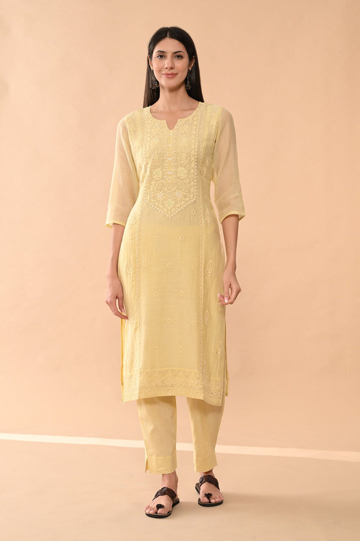 Yellow Embroidered Kurta Set