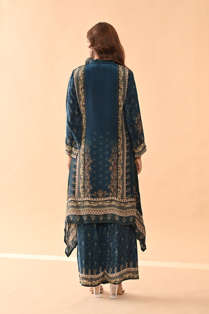 Teal Embellished Kurta Set