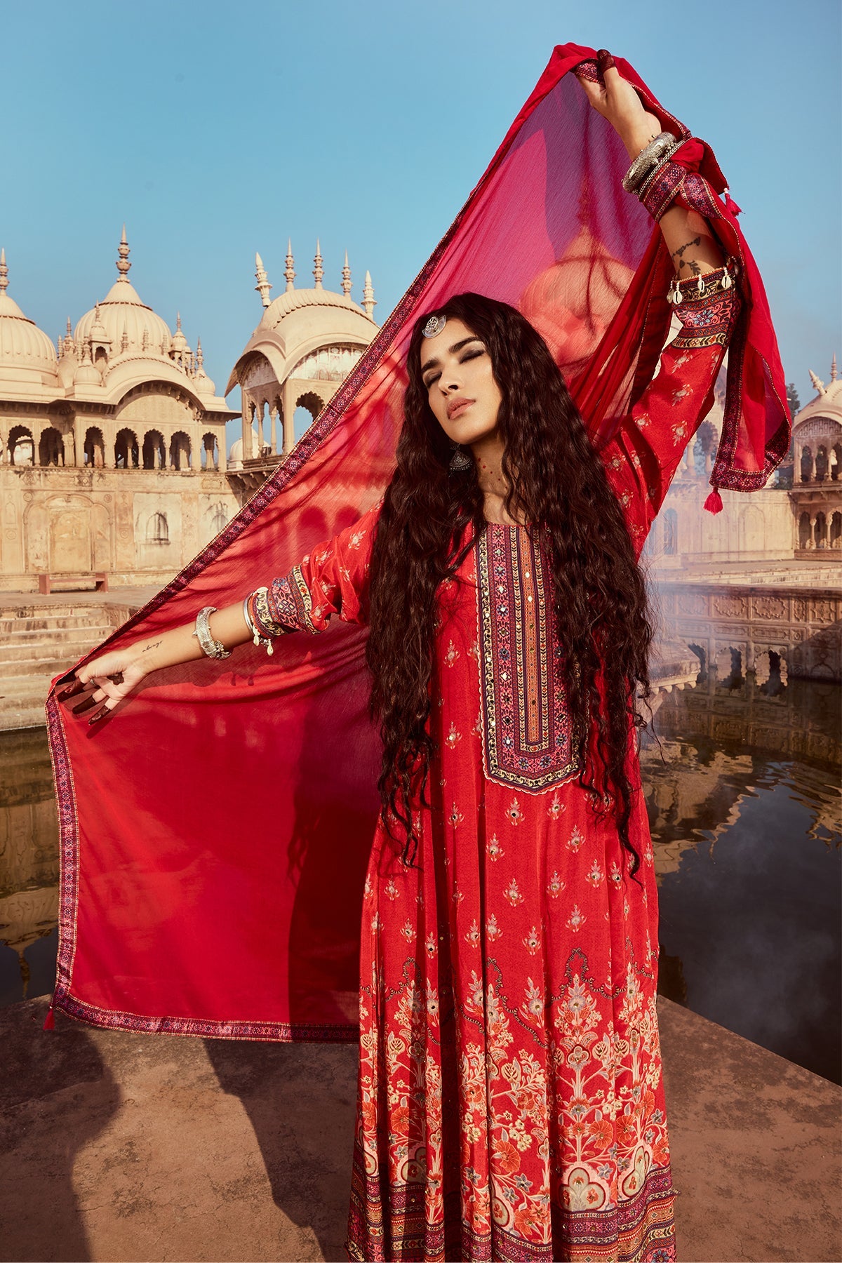 Pink Embellished Kurta 3 Pcs Set