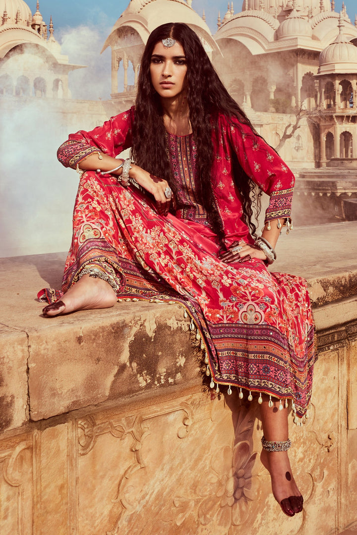 Pink Embellished Kurta Set