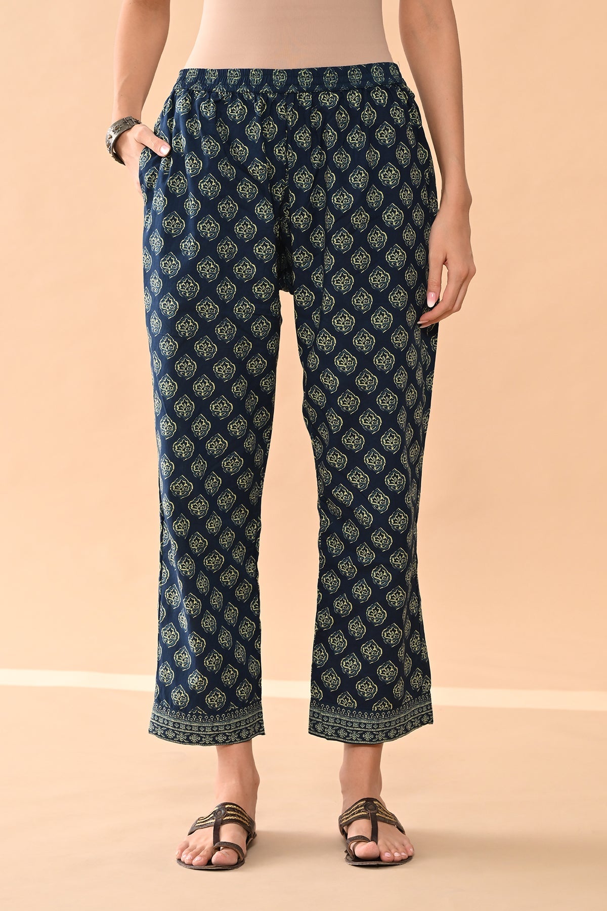 Blue Printed Kurta 3 Pcs Set