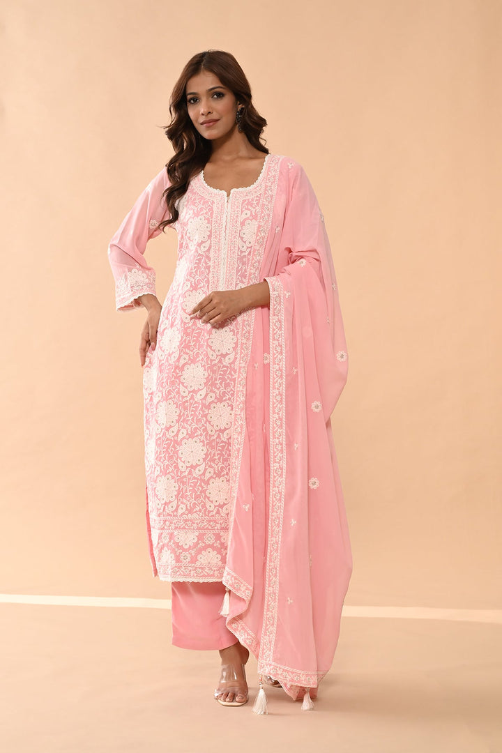 Pink Embroidered Kurta Set