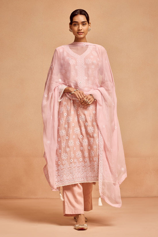 Peach Embroidered Kurta Set
