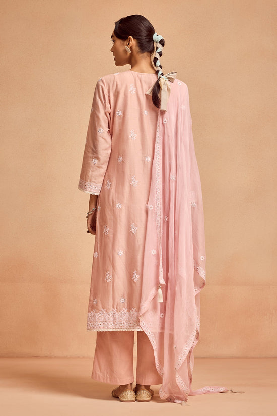 Peach Embroidered Kurta Set