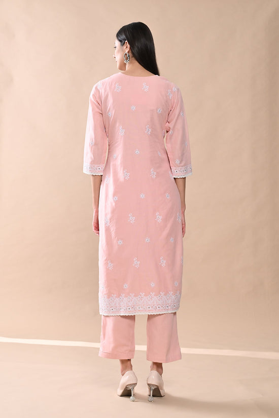 Peach Embroidered Kurta Set