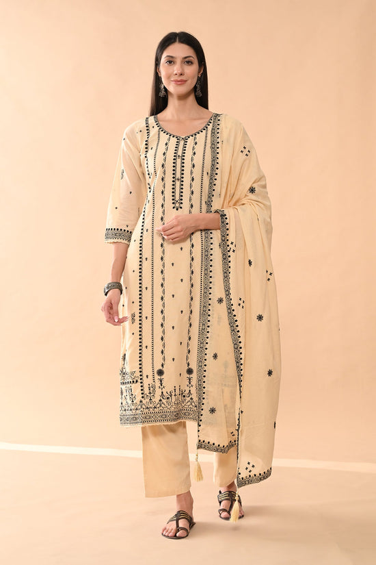 Beige Embroidered Kurta Set