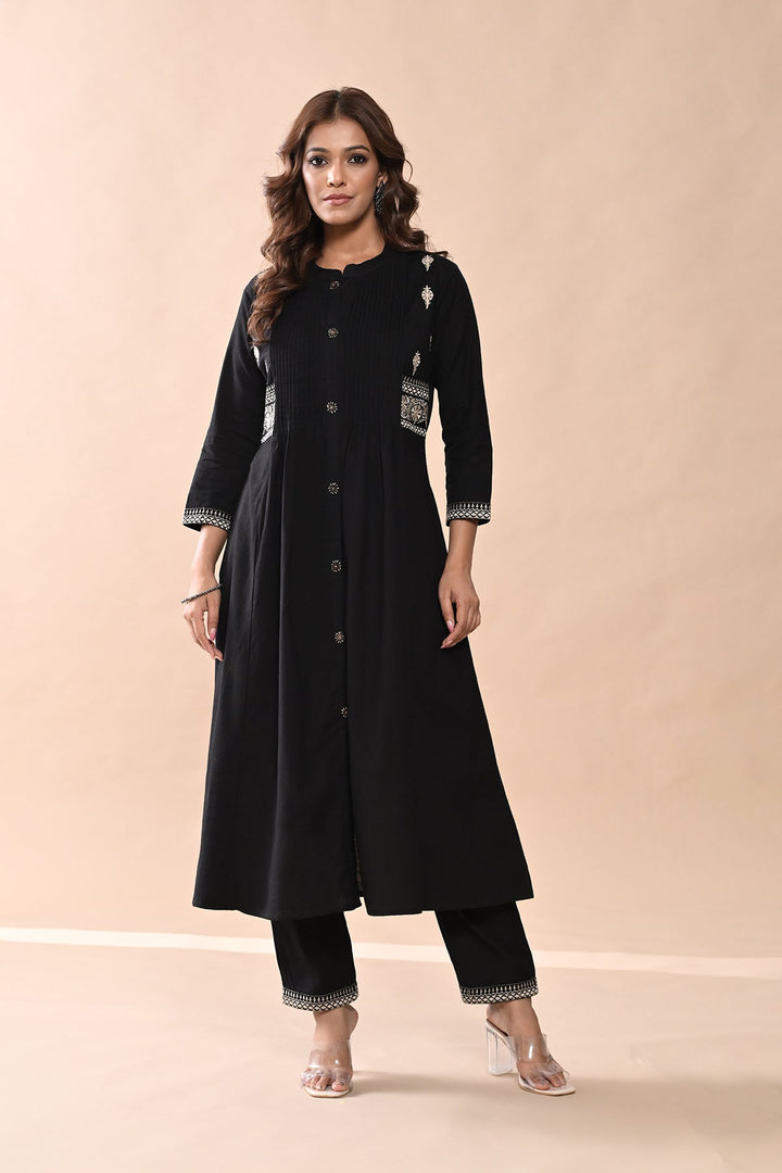 Black Embroidered Kurta Set