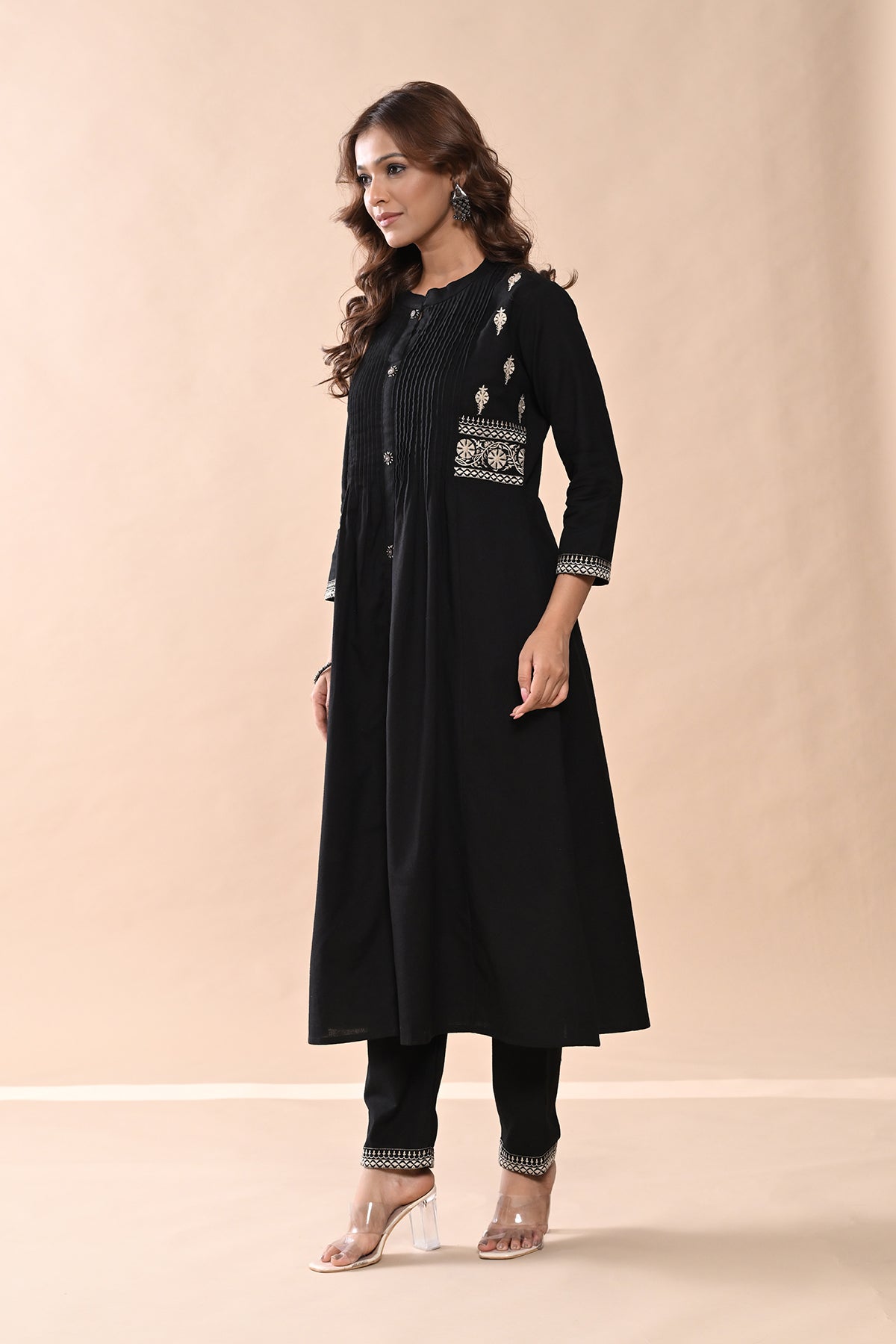 Black Embroidered Kurta Set