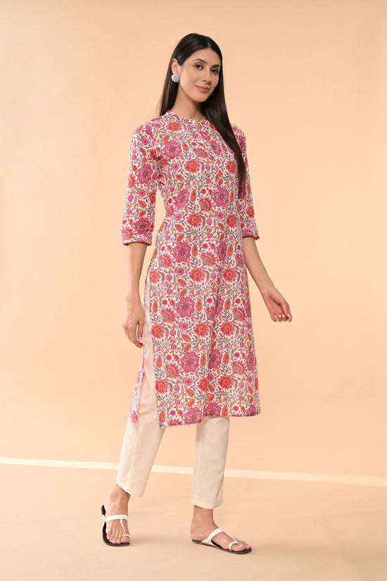 White Floral Printed Kurta