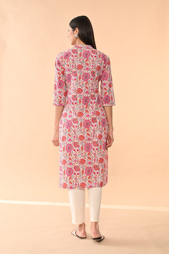 White Floral Printed Kurta