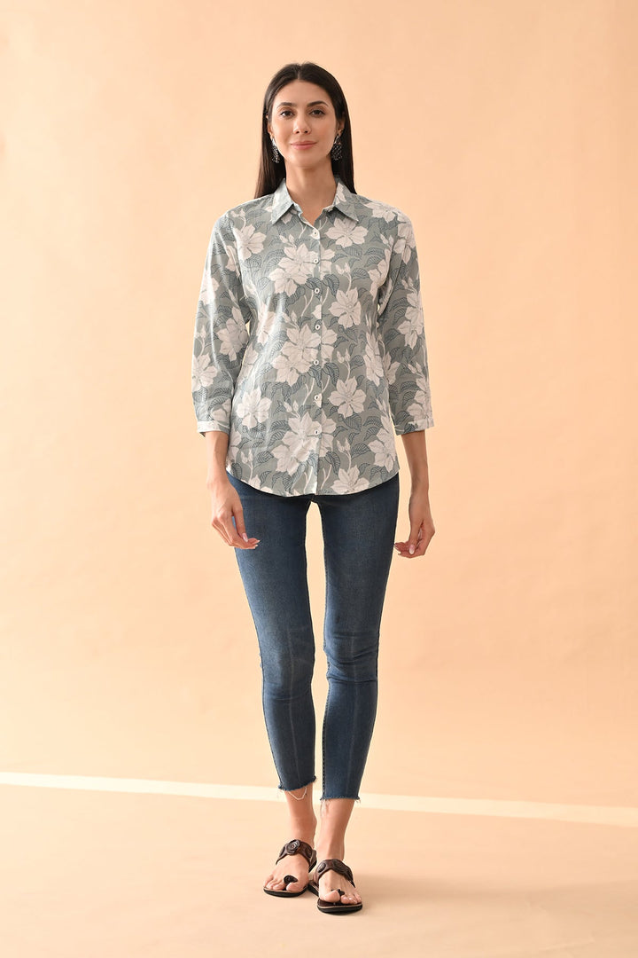 Green Printed Straight Top