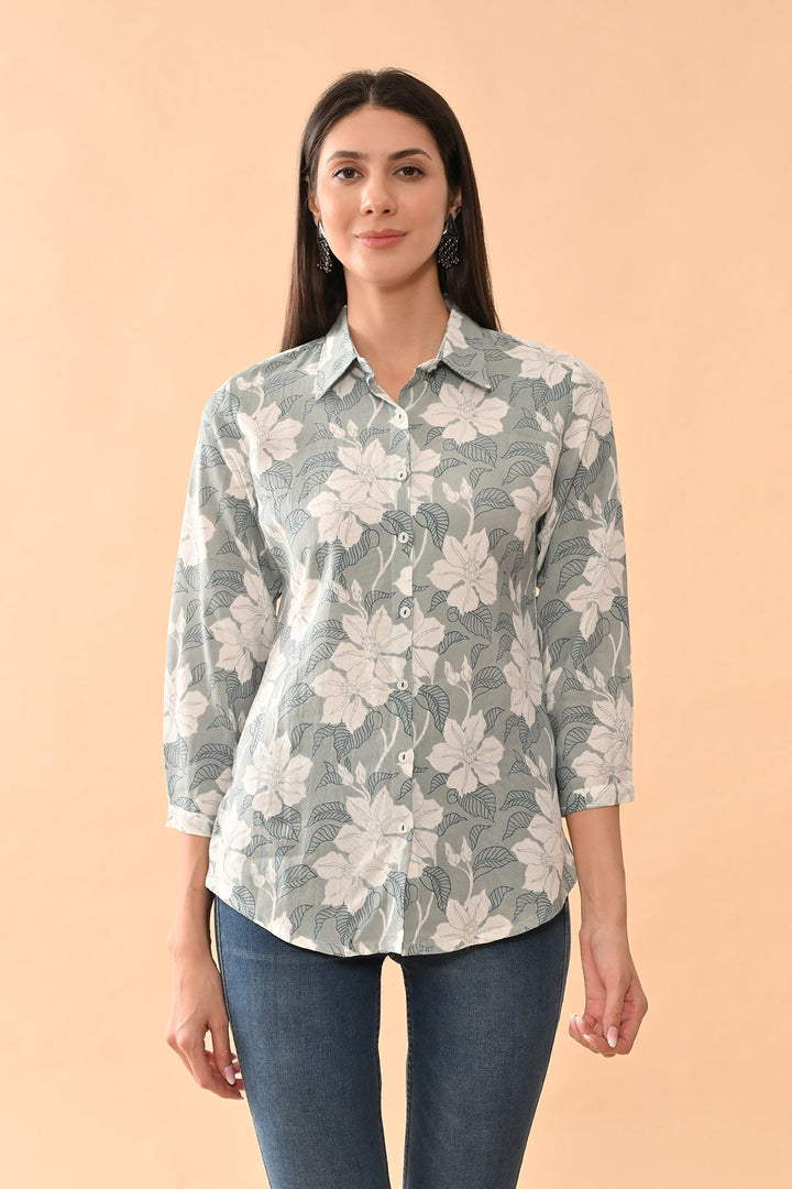 Green Printed Straight Top