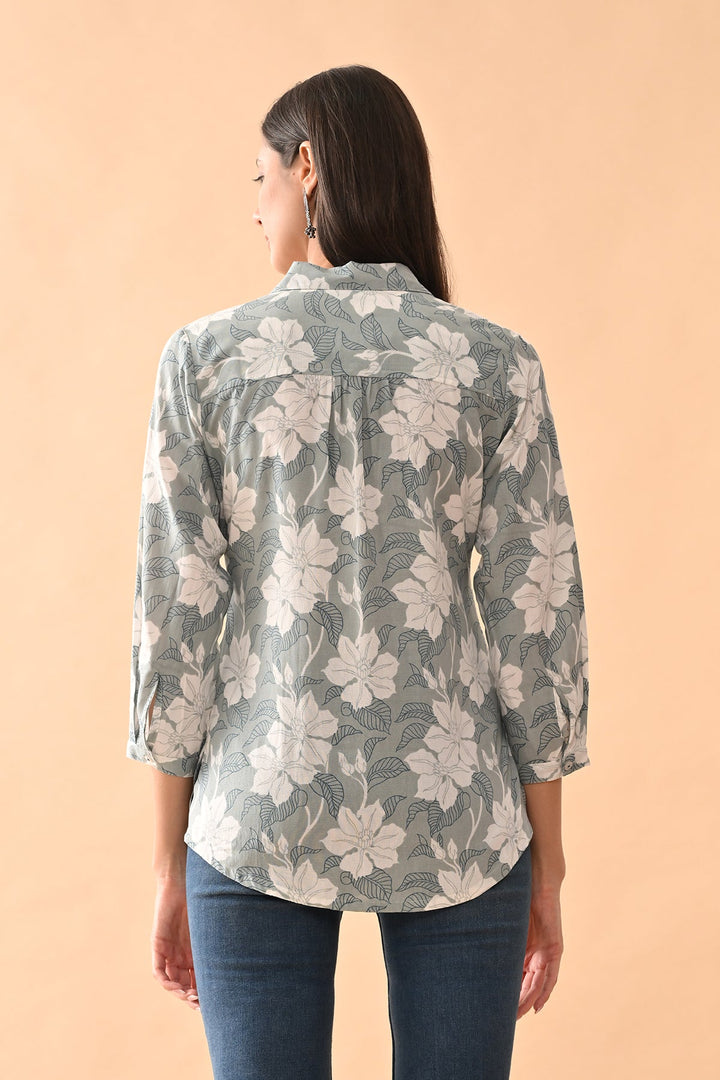 Green Printed Straight Top