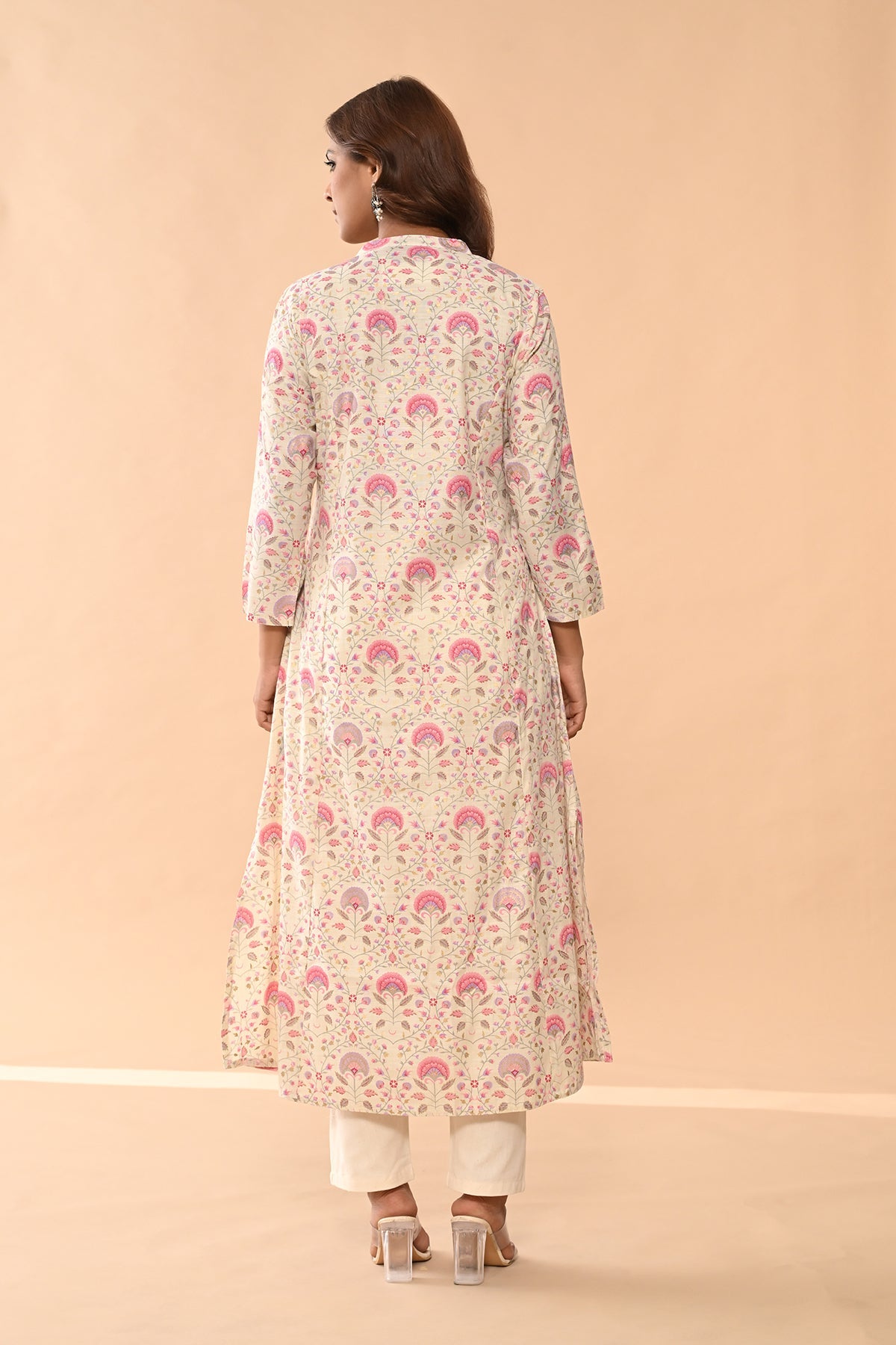 Cream Floral Printed Kurta