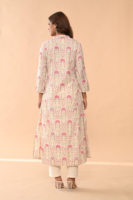 Cream Floral Printed Kurta