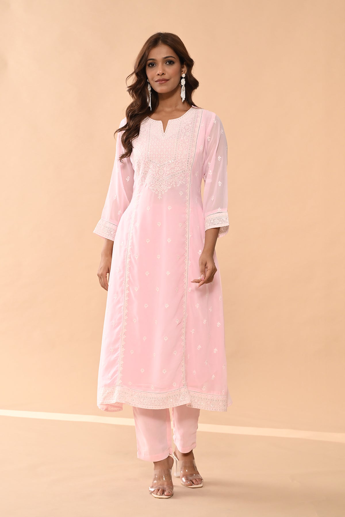 Pink Straight Kurta Set