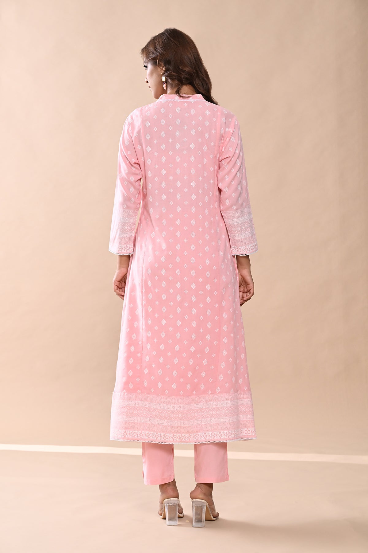 Peach Printed Kurta Set