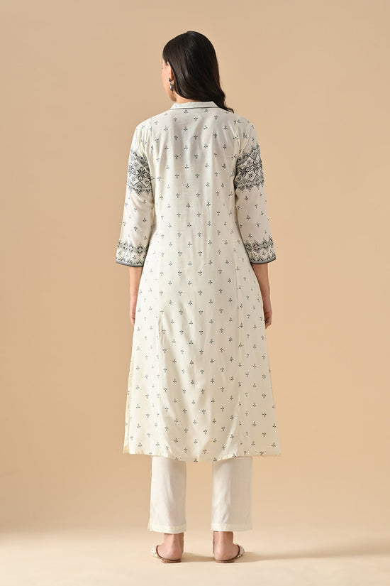Cream Printed Kurta Set