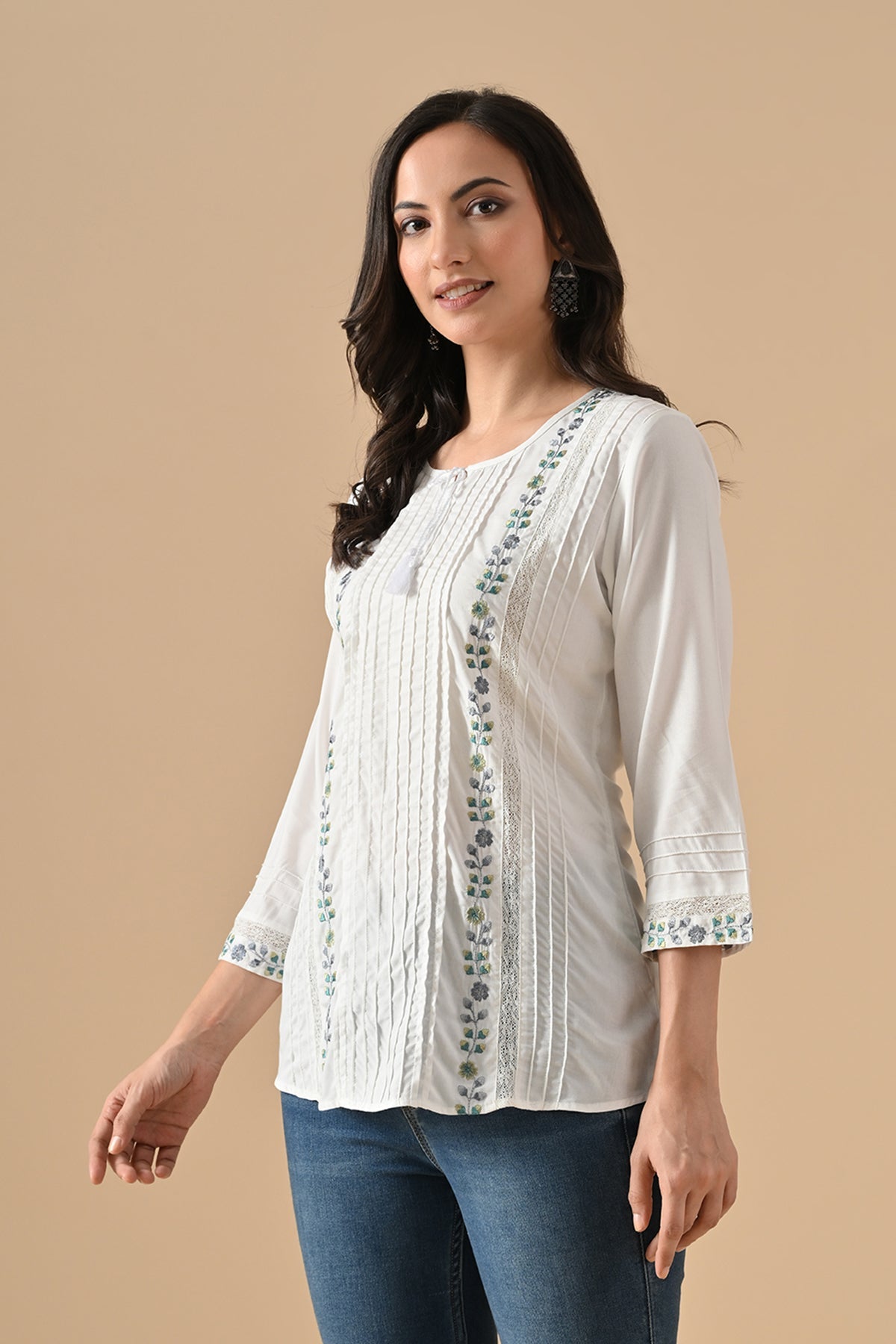 White Embroidered Top