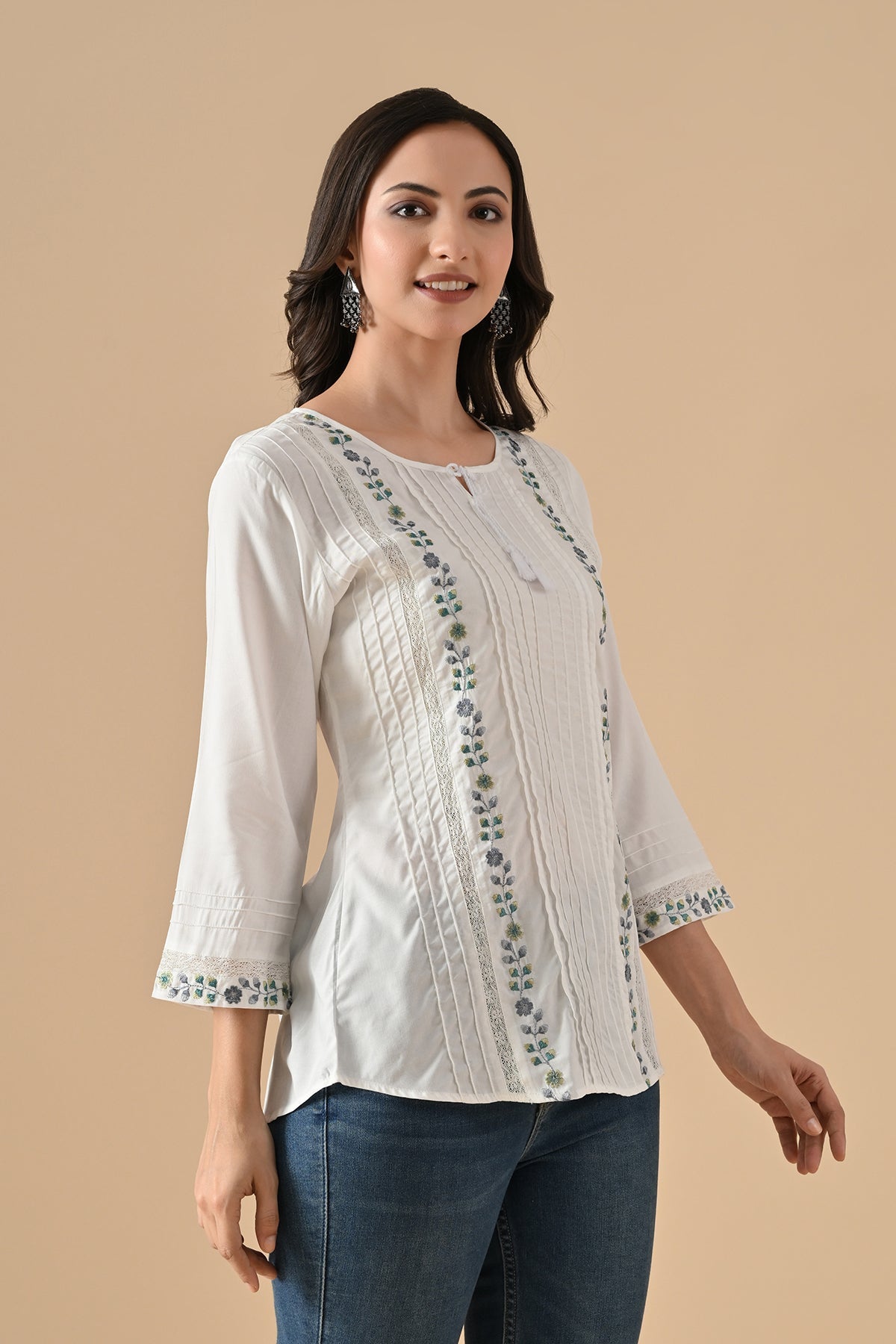 White Embroidered Top