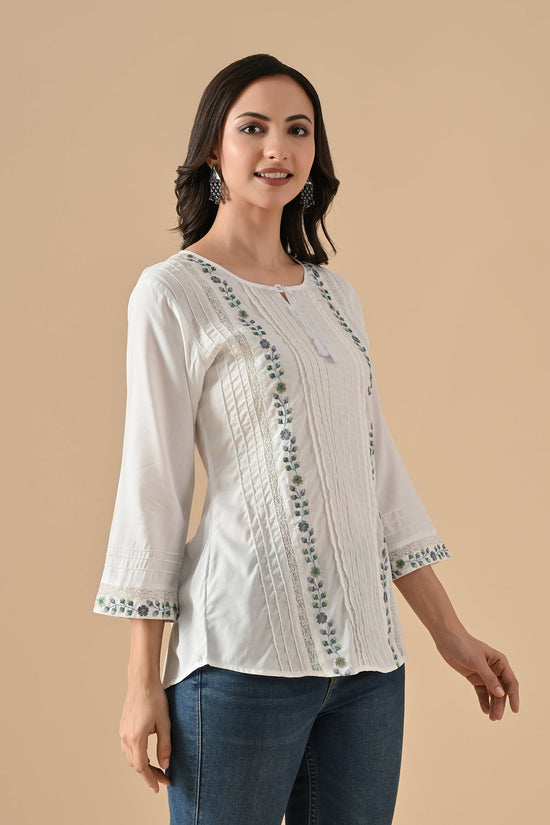 White Embroidered Top