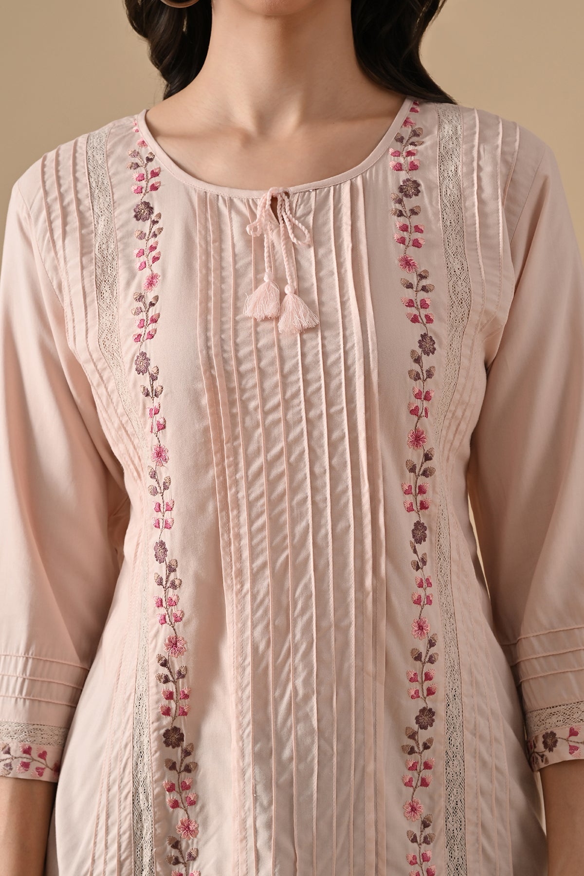 Peach Embroidered Top