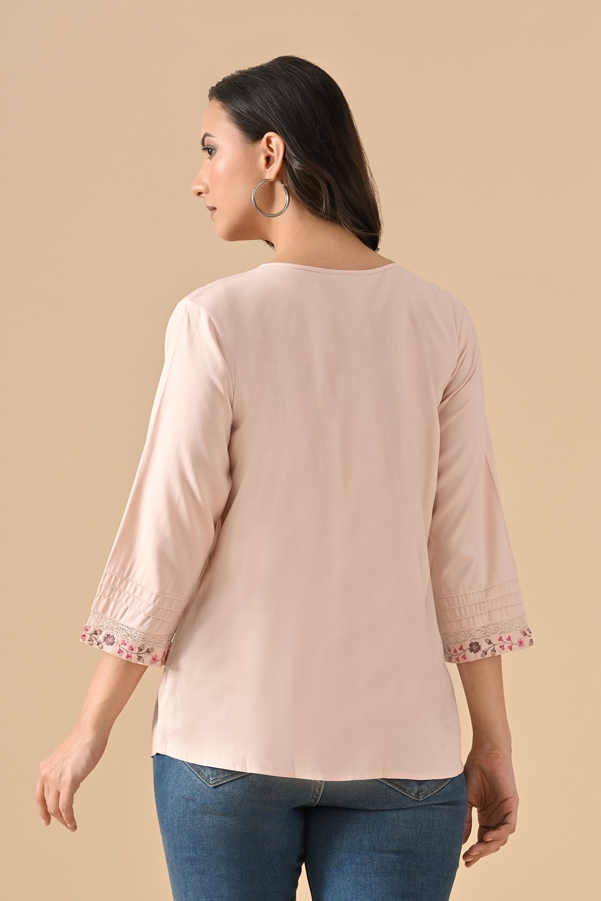 Peach Embroidered Top