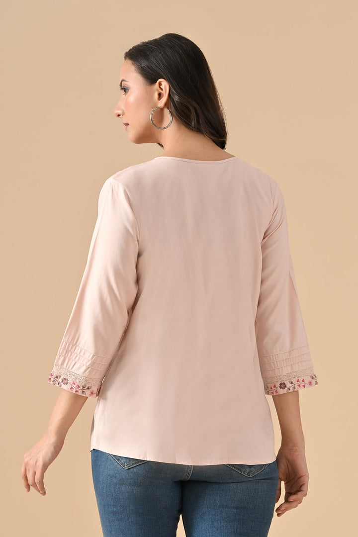 Peach Embroidered Top