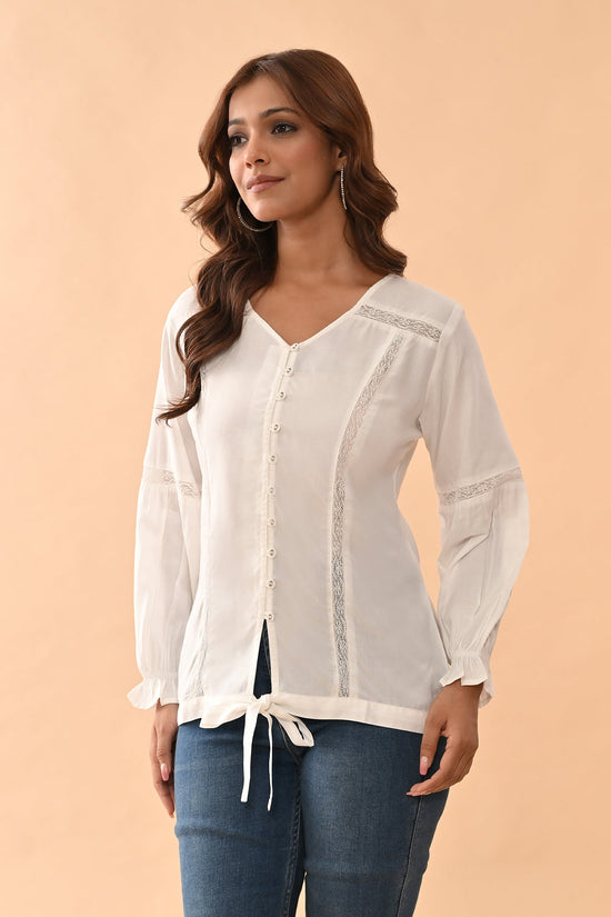 White Solid Straight Top