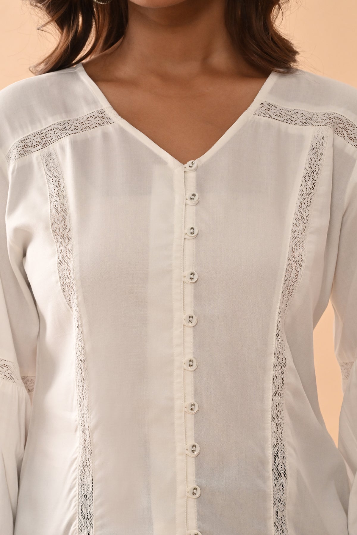 White Solid Straight Top