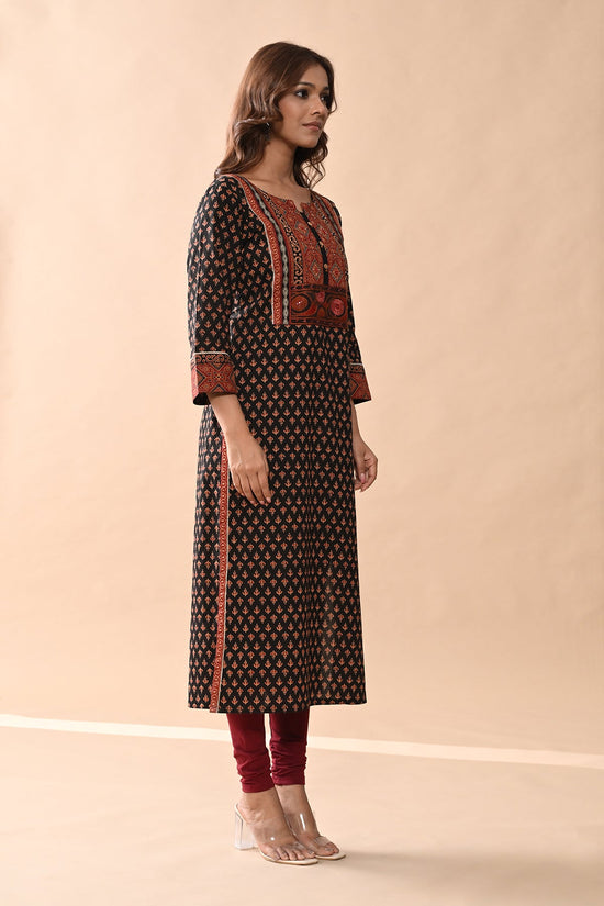 Brown Printed Straight Kurta