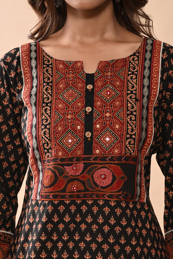 Brown Printed Straight Kurta