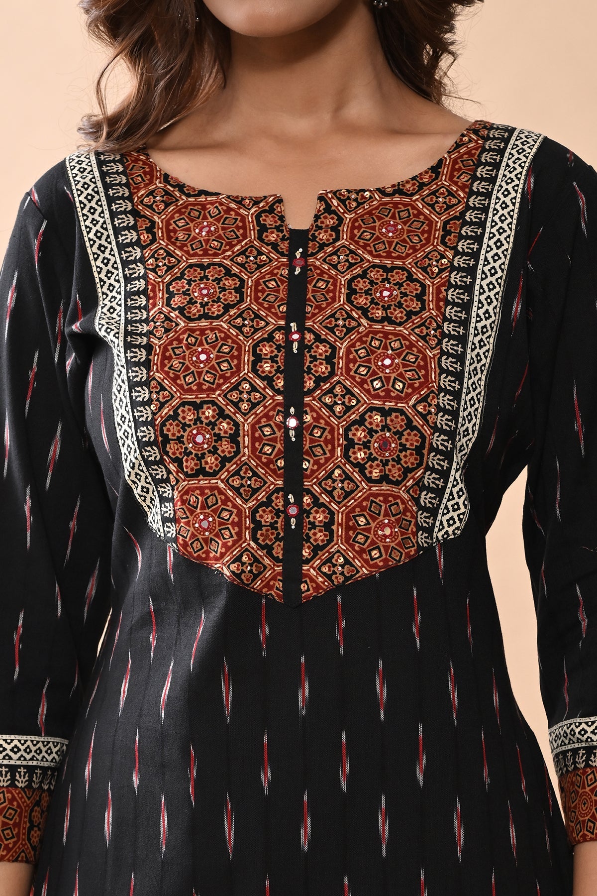 Black Printed Straight Kurta