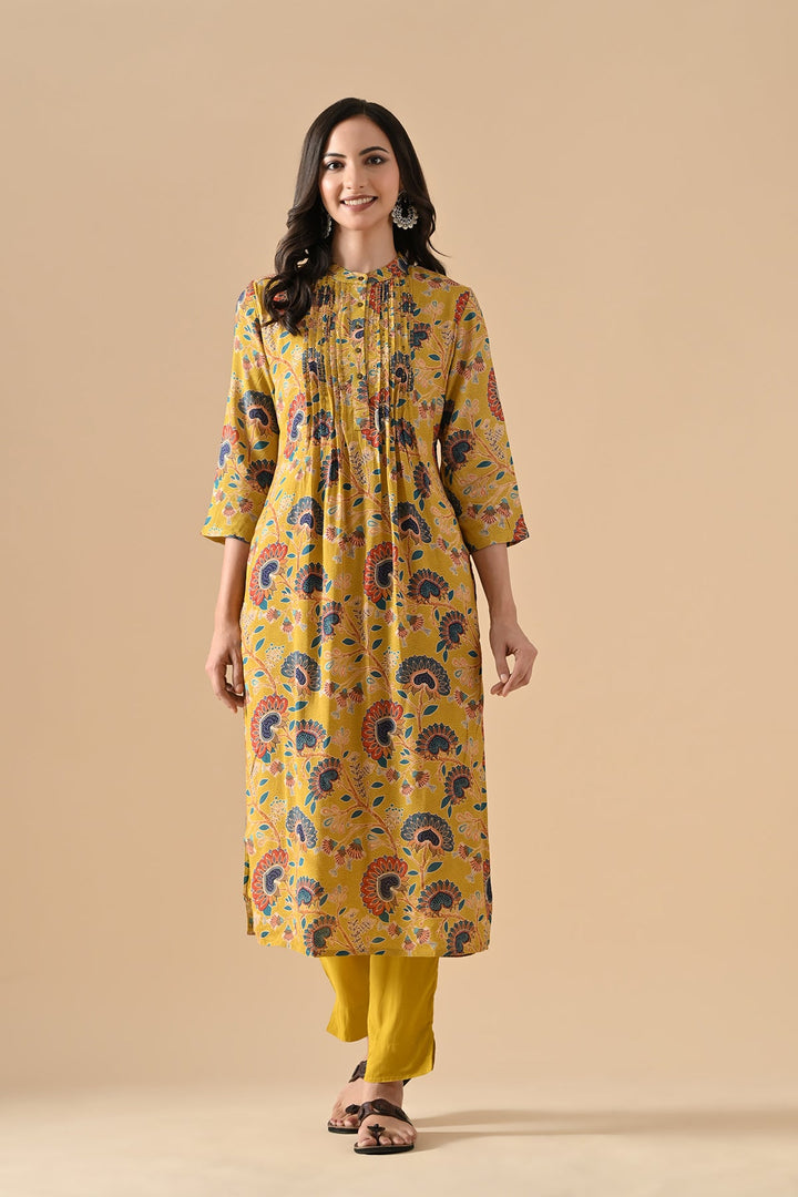 Mustard Printed Kurta Set