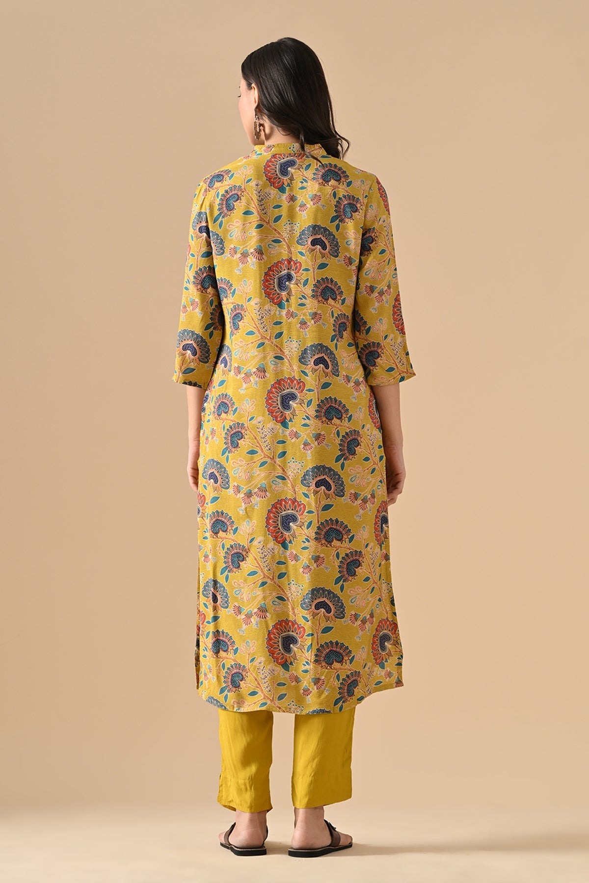 Mustard Printed Kurta 2 Pcs Set