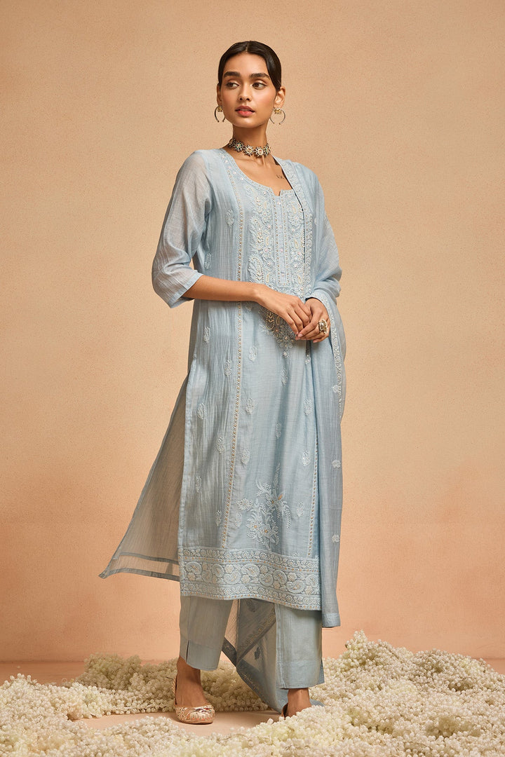 Blue Straight Kurta Set