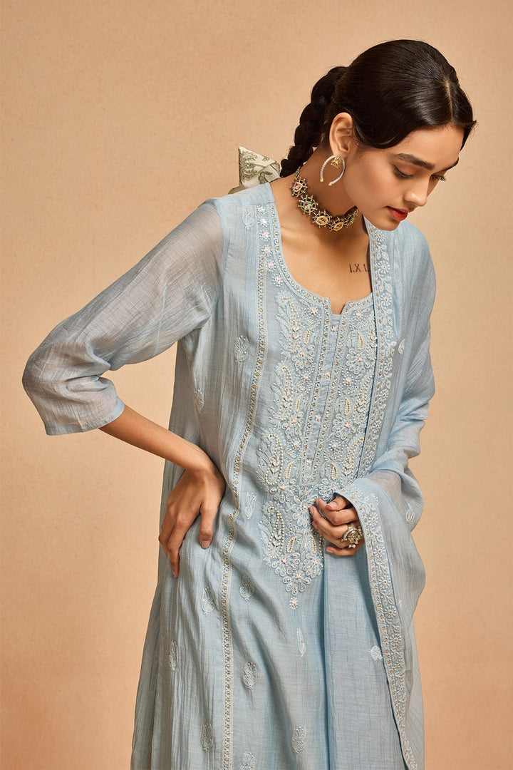 Blue Straight Kurta Set