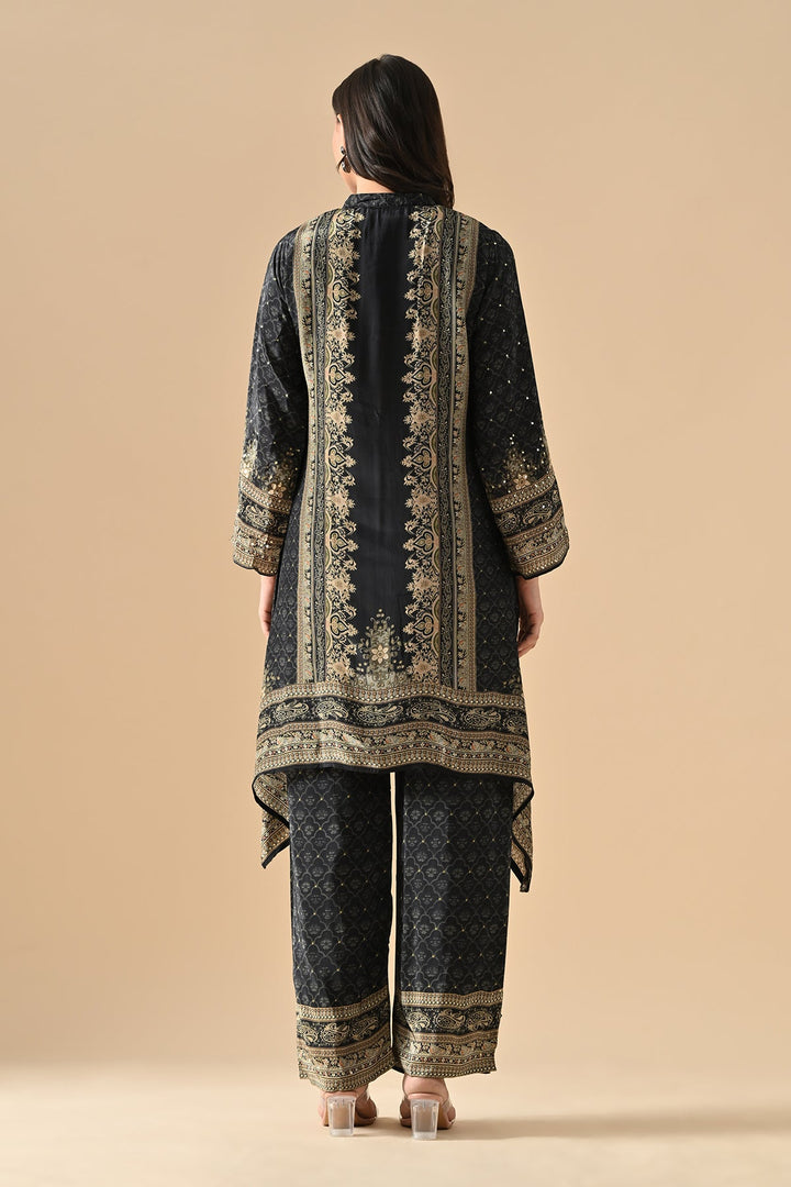 Black Embellished Kurta Set